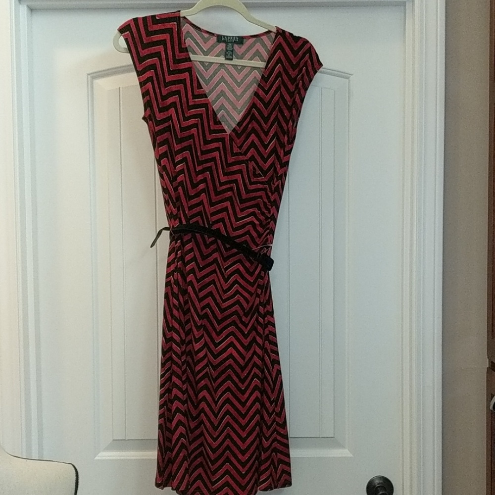 NWT Ralph Lauren SP, MP faux wrap dress,red/black